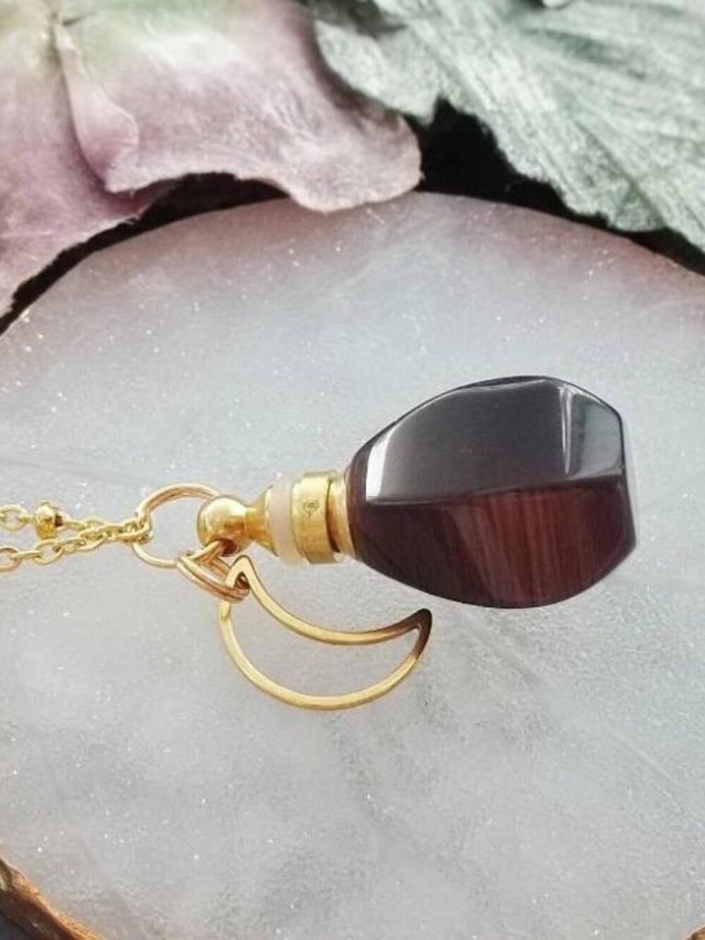 Crystal Perfume Bottle Necklace Moon